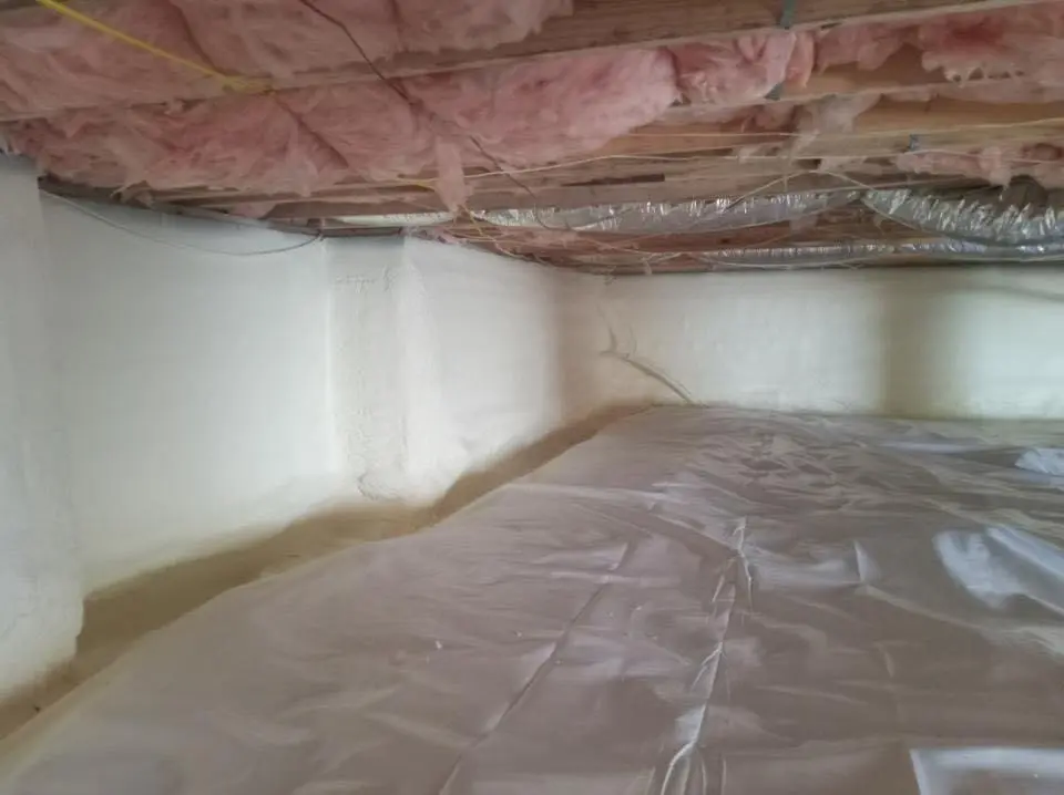Crawl space encapsulation with closed-cell spray foam for Commercial Roof Restoration in Des Plaines